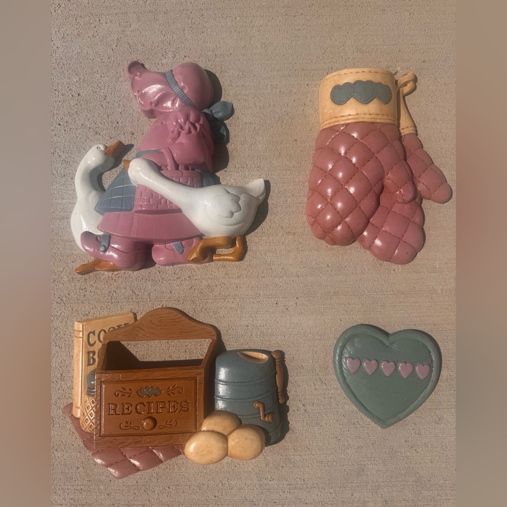 Vintage Burwood Goose Kitchen Wall Decor Set W/ Recipe Holder Farmhouse